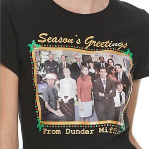 The Office TV Show Christmas Shirt Cast Photo Juniors Size S Michael Scott Funny